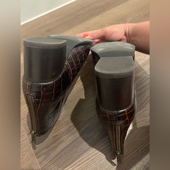 Anthropologie Seychelles Floodplain Booties Brown Ankle Boots Crocodile Size 7 - Picture 13 of 13